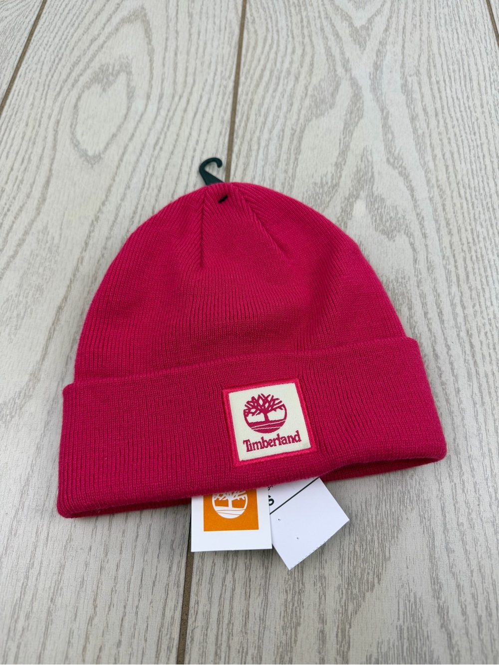 Timberland Women’s Logo Front Patch Beanie Hat O/S Pink/Magenta $30